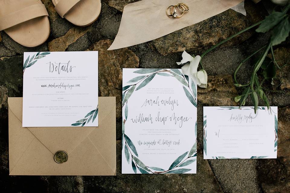 Natural Greenery Invite Suite