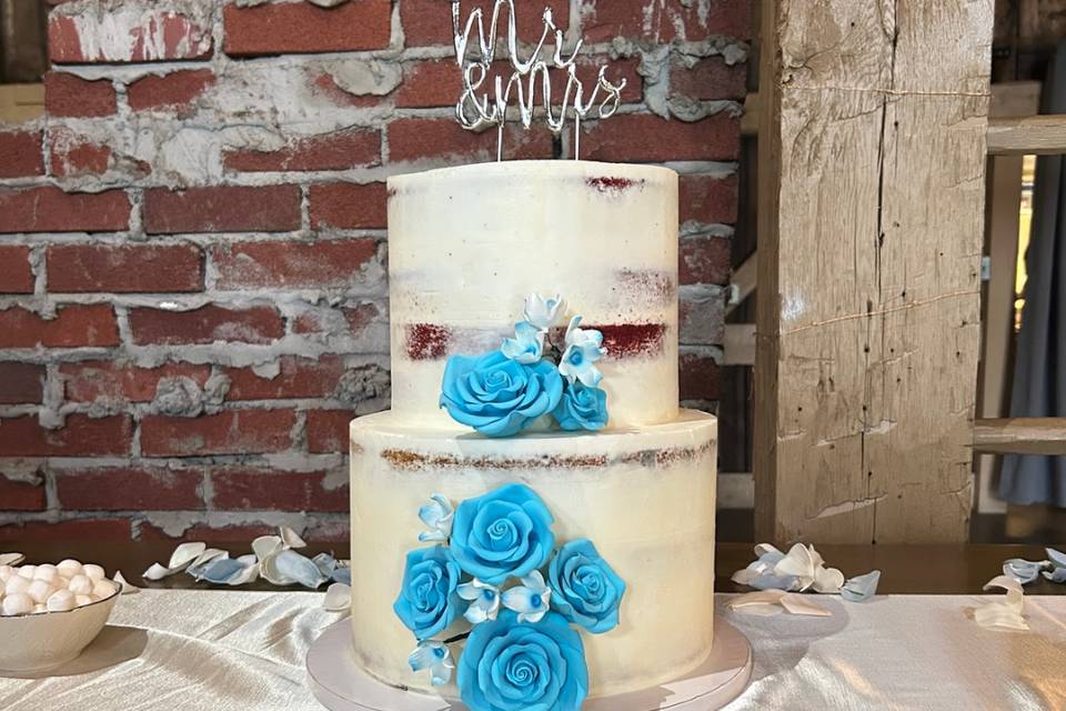Naked Cake w/ Sugar Flowers