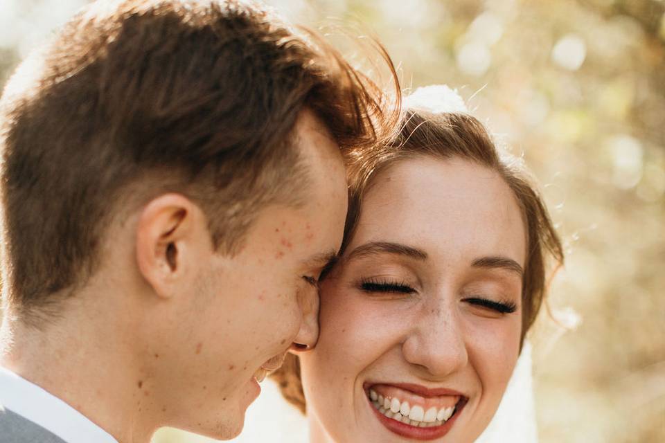 Closeup bride and groom