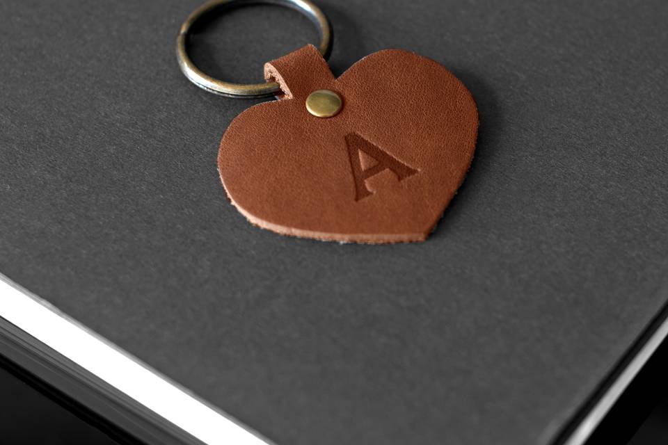 Tan Heart Keychain