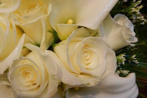 Wedding gown with flowers at the bottom