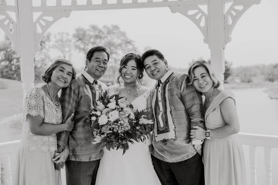 Bride with her family