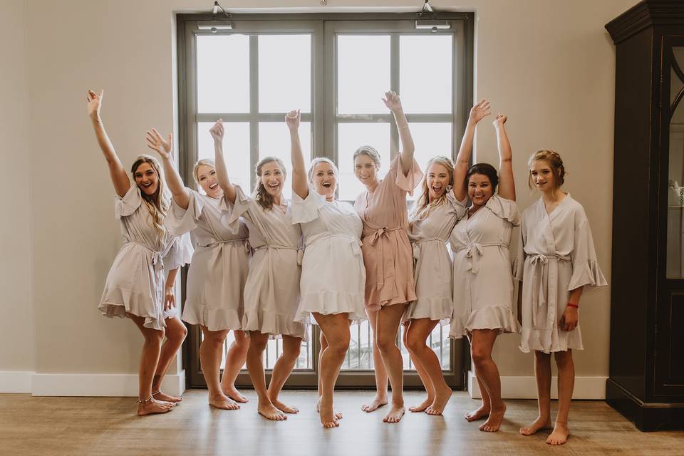 Bride and her bridesmaids