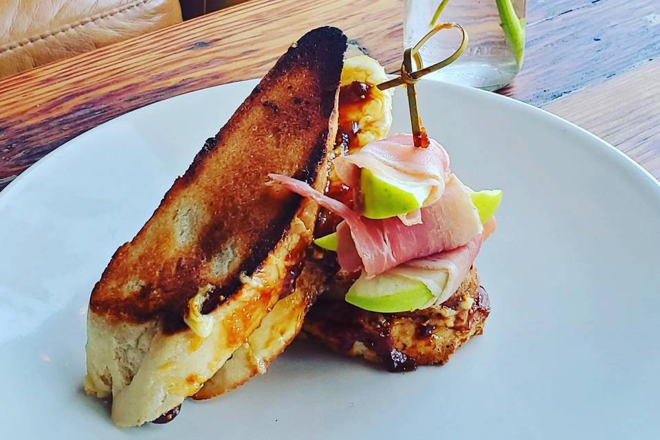 Apple and prosciutto on chef b