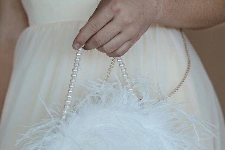 Ostrich feather tote in ivory