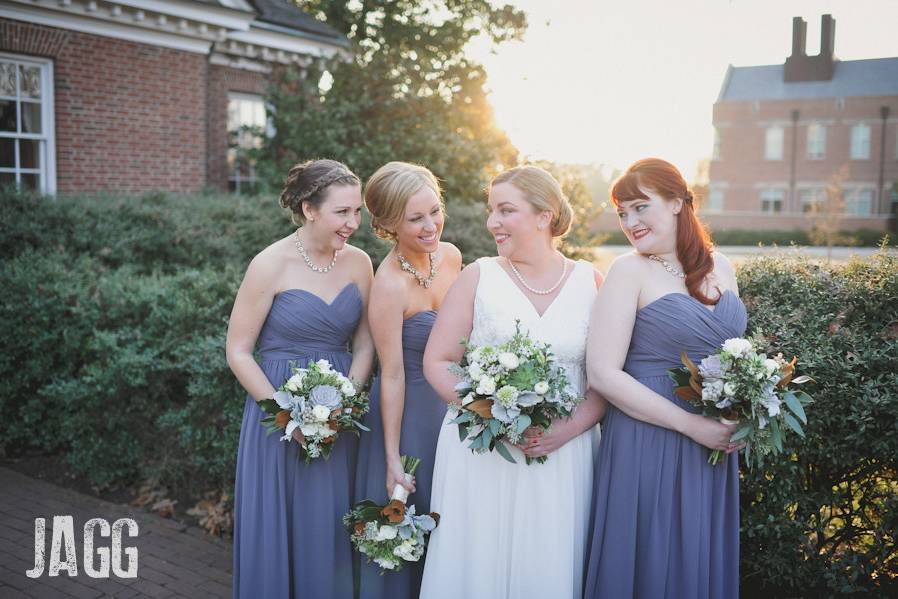 Bride and the bridesmaids