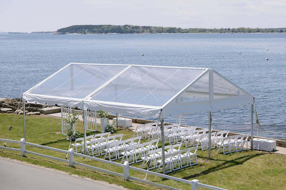 Elegant white chairs arranged