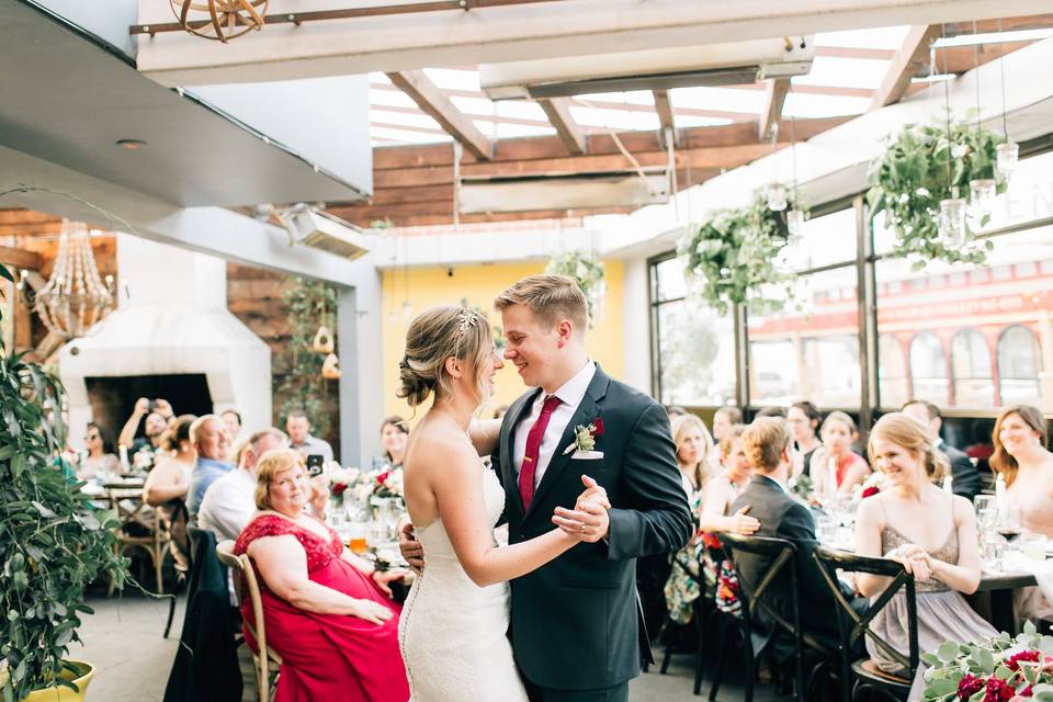 Patio dinner w/ first dance