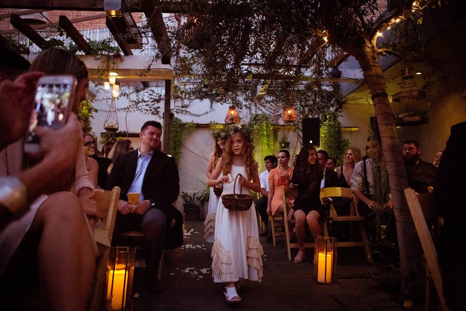 Charming patio- flower girls