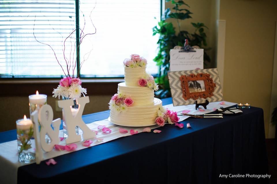 Wheat Ridge Ballroom Wedding Reception Cake Table