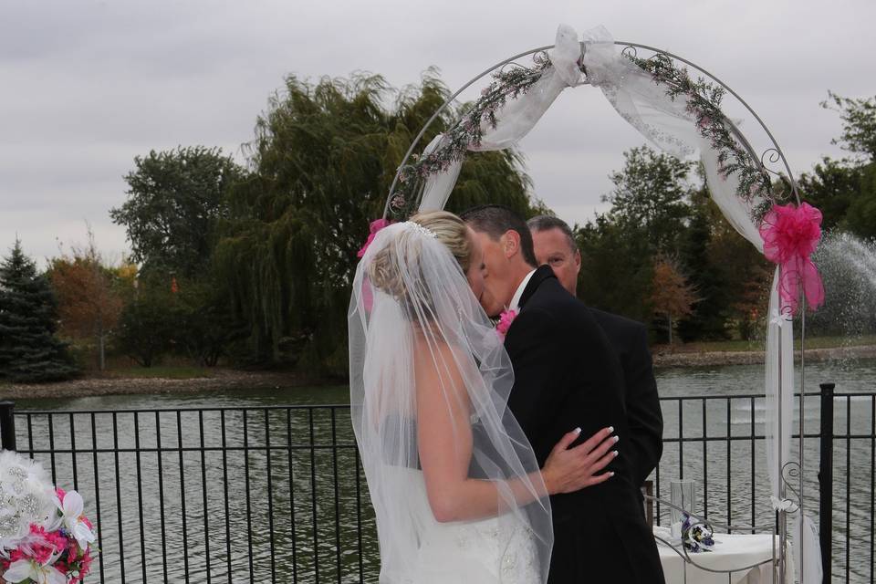 Ceremonial wedding kiss