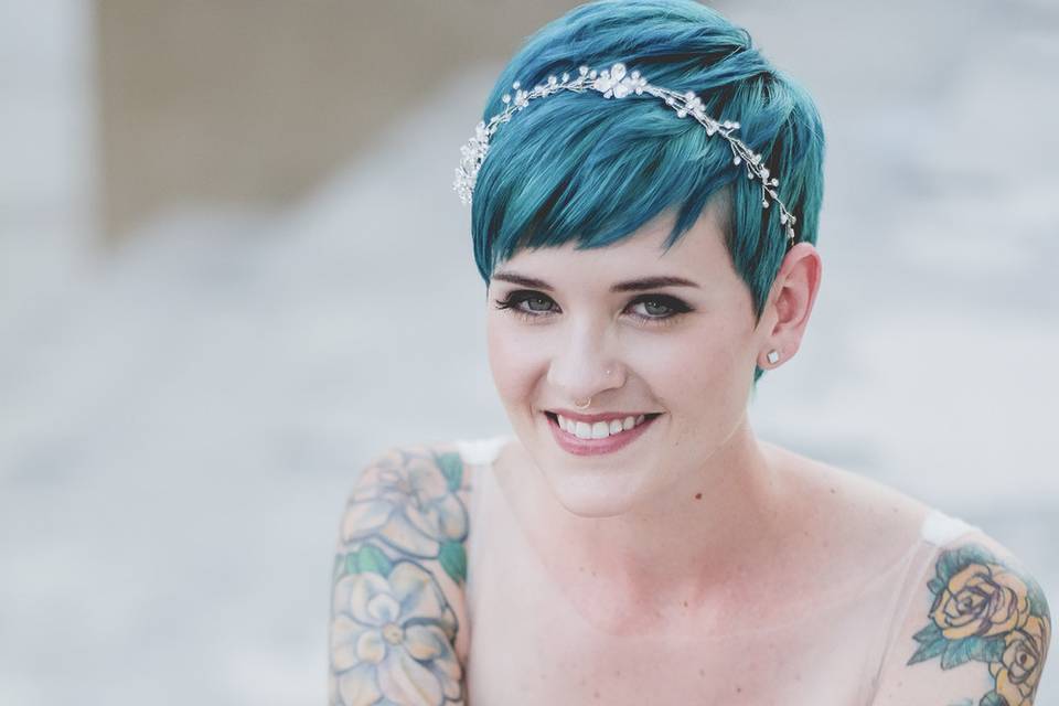 Bride's blue hair