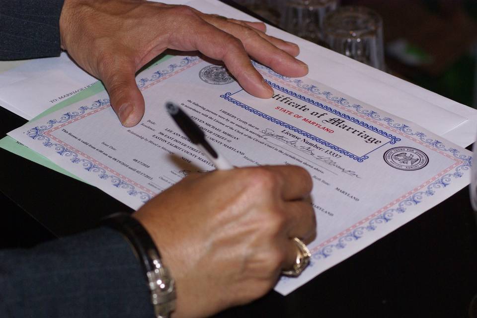 Signing of marriage ticket