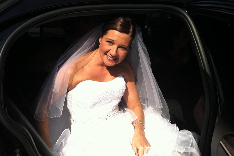Bride in the limo