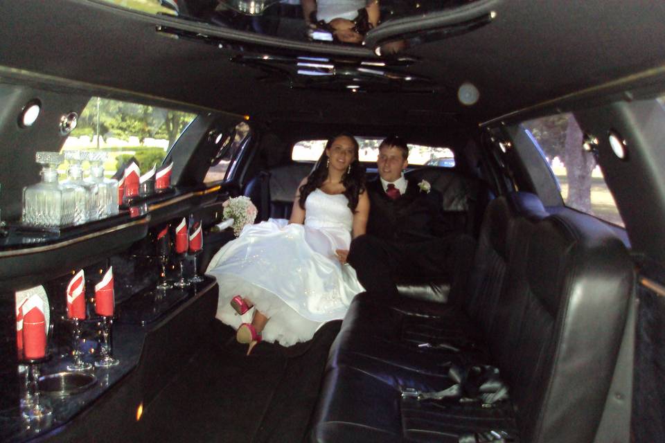 Newlyweds in the limo