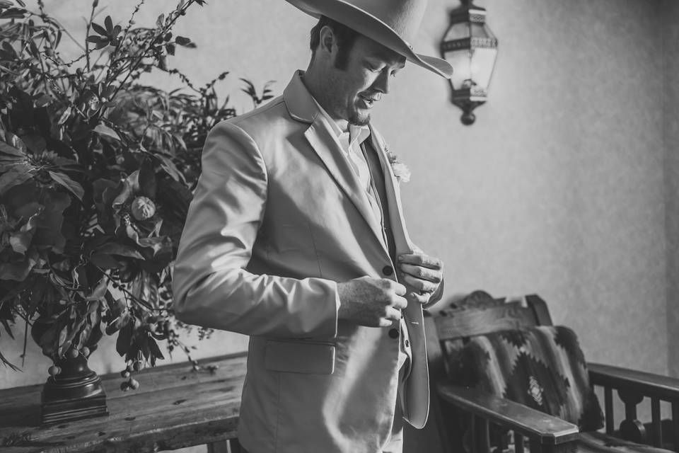 Groom getting ready