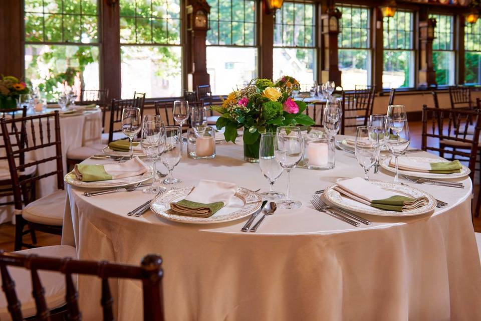 Table setup with centerpiece