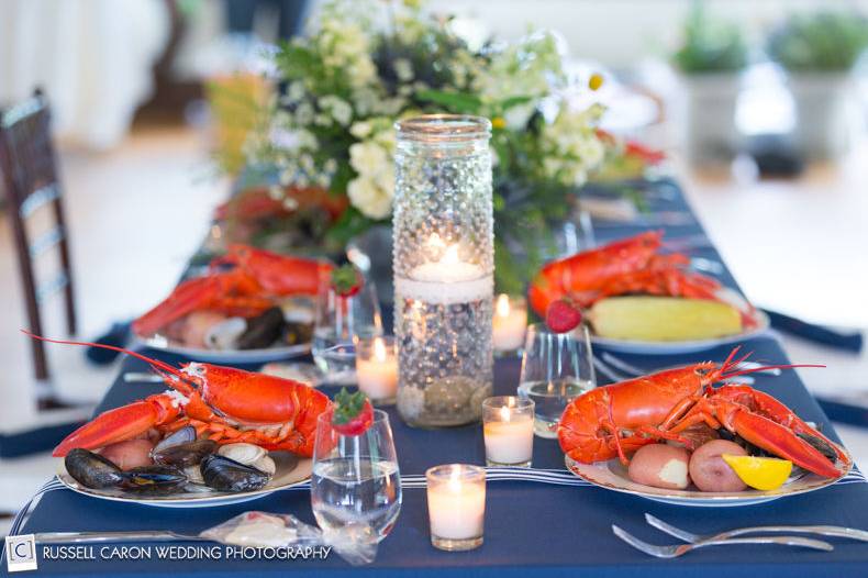 Table setup with candle centerpiece