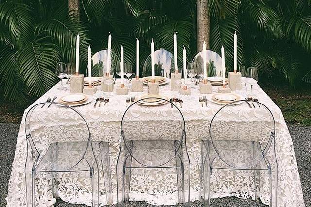 Clear chairs and candles