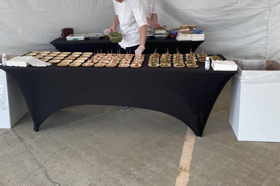 Settting up appetizers