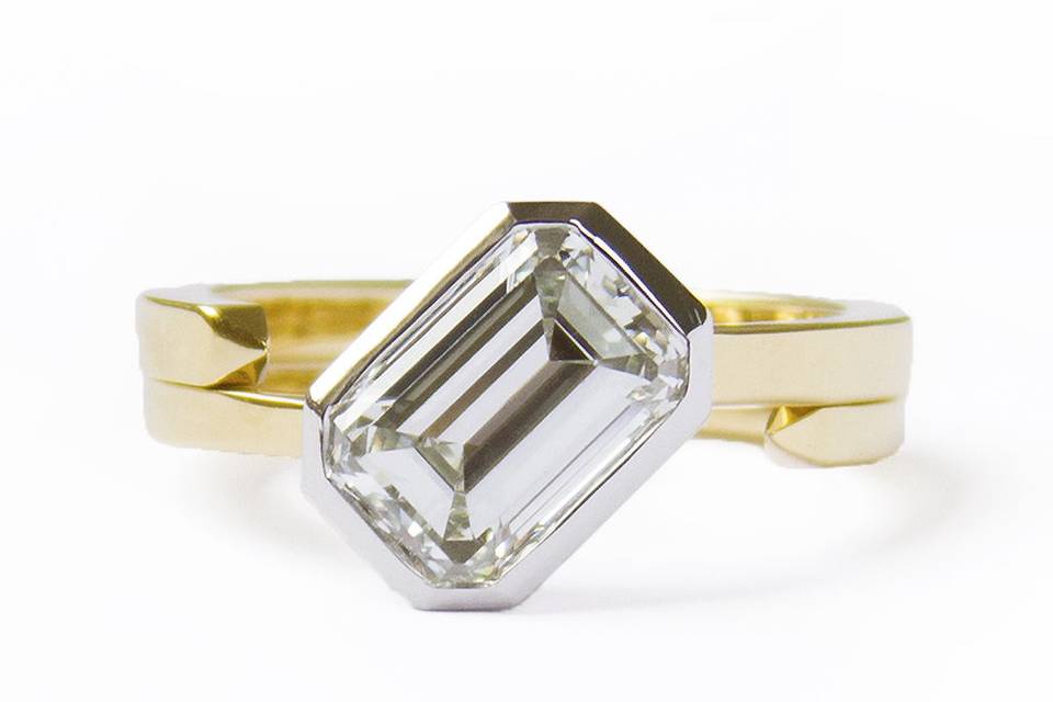 Floating Emerald Cut Diamond Ring - Tilda Biehn
