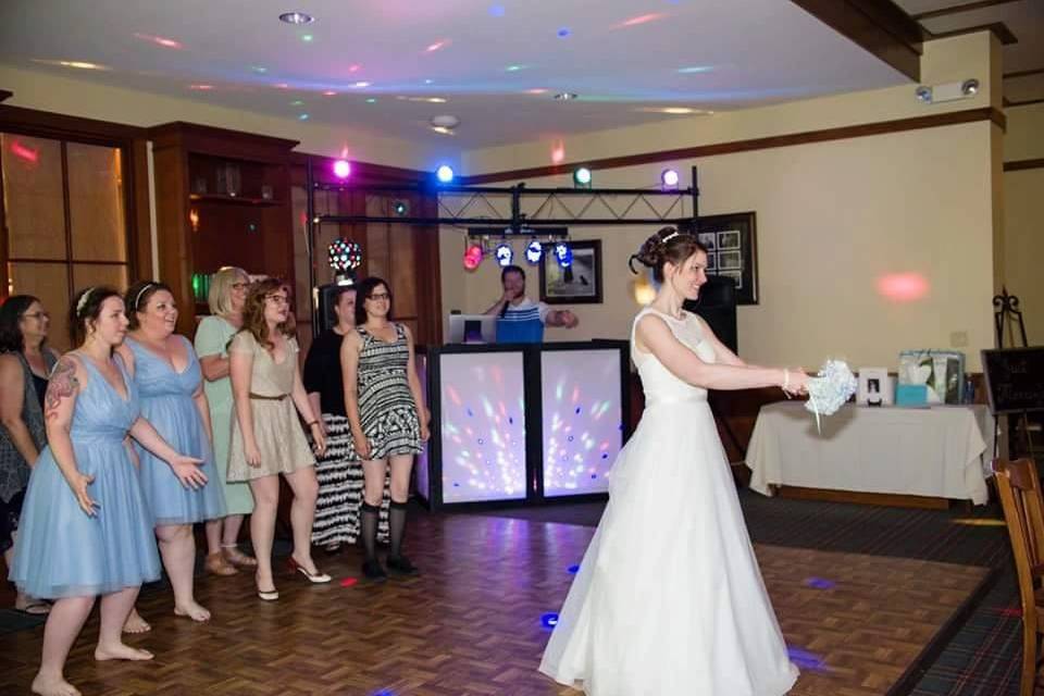 The couple and bridesmaids