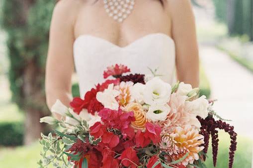 The bride holding her bouquet