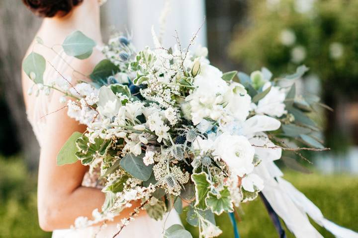 The bride holding her bouquet