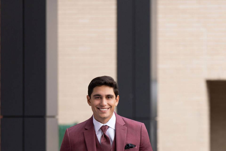 Maroon Groom Suit