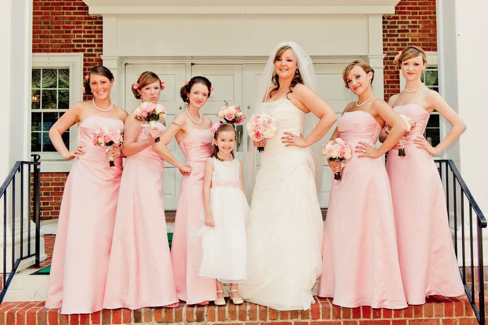 The bride with her bridesmaids