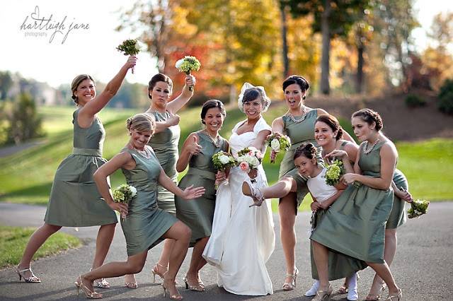 The bride with her bridesmaids