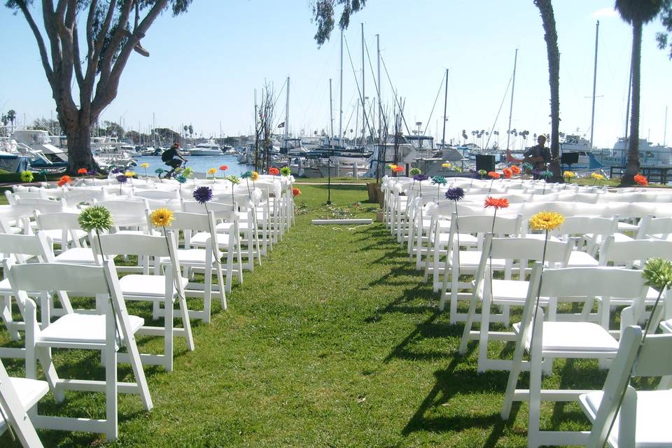 Outdoor wedding ceremony setting