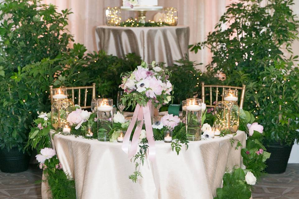Sweetheart Table with Foliage