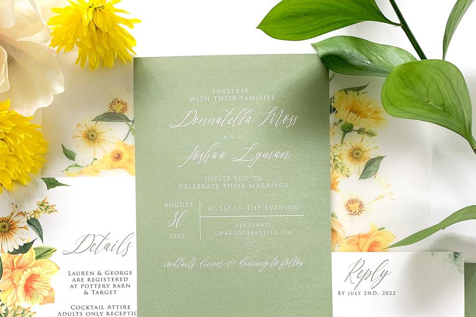Spring Yellow Floral Invites