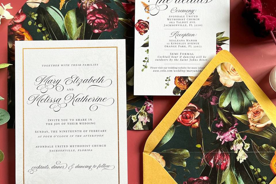 Romantic Floral Custom Invites