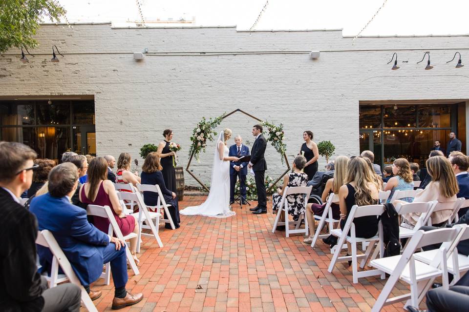 Ceremony on the patio.