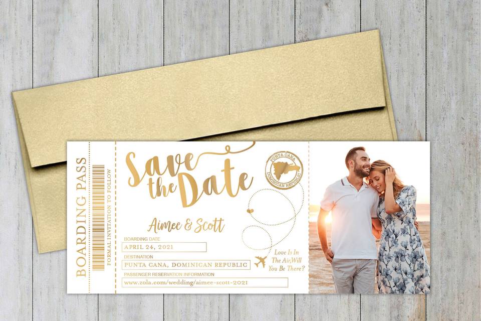 Boarding pass save the date