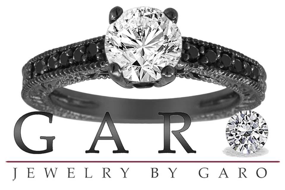 White and black diamond engagement ring