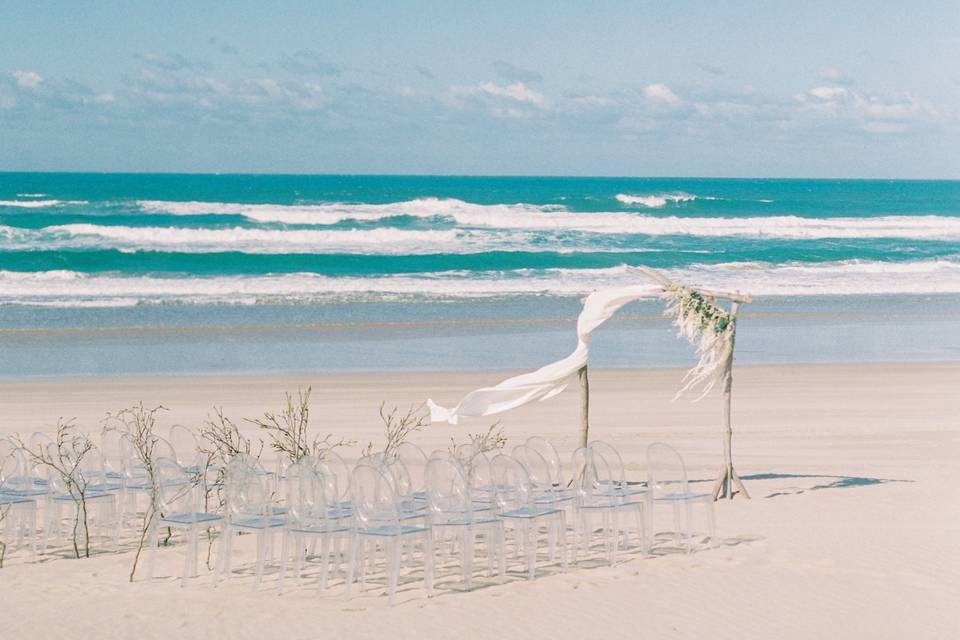 A ceremony by the ocean