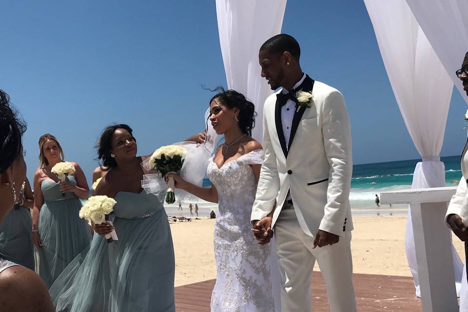 Beach wedding recessional