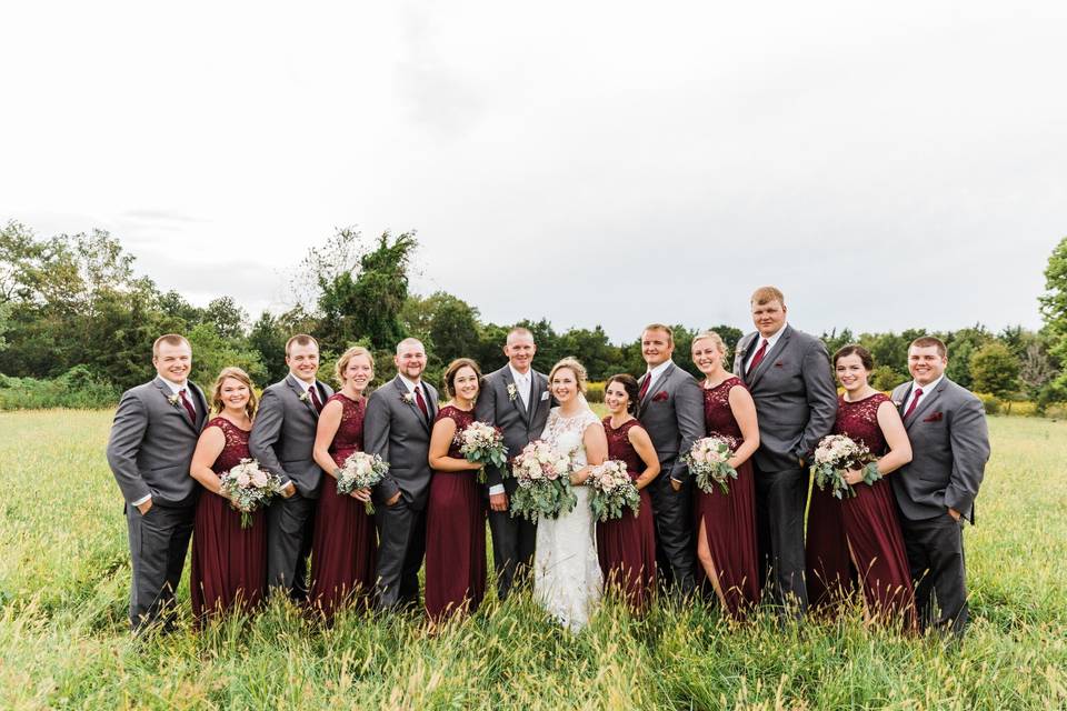 Bridal Party in a field