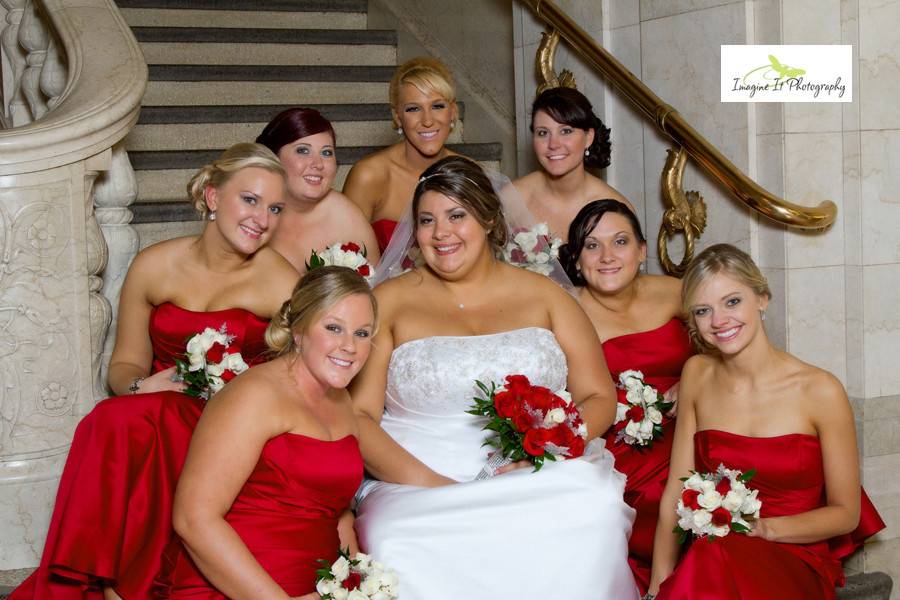 Formal photo with the bridesmaids