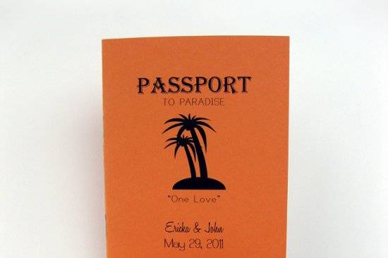 Custom tropical passport invitations.  Great for destination weddings!