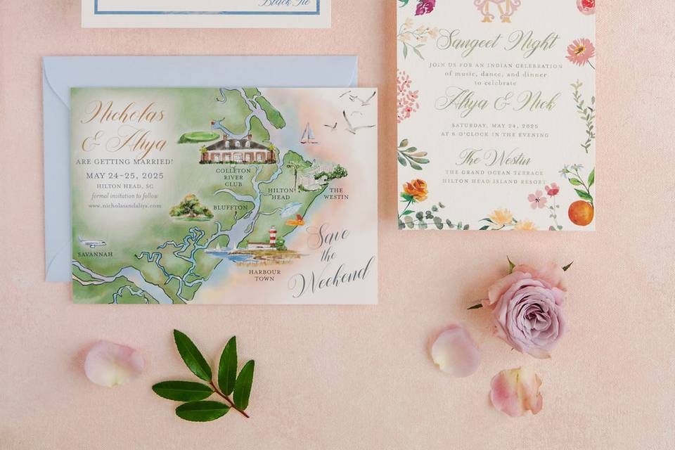 Bluffton wedding invitation