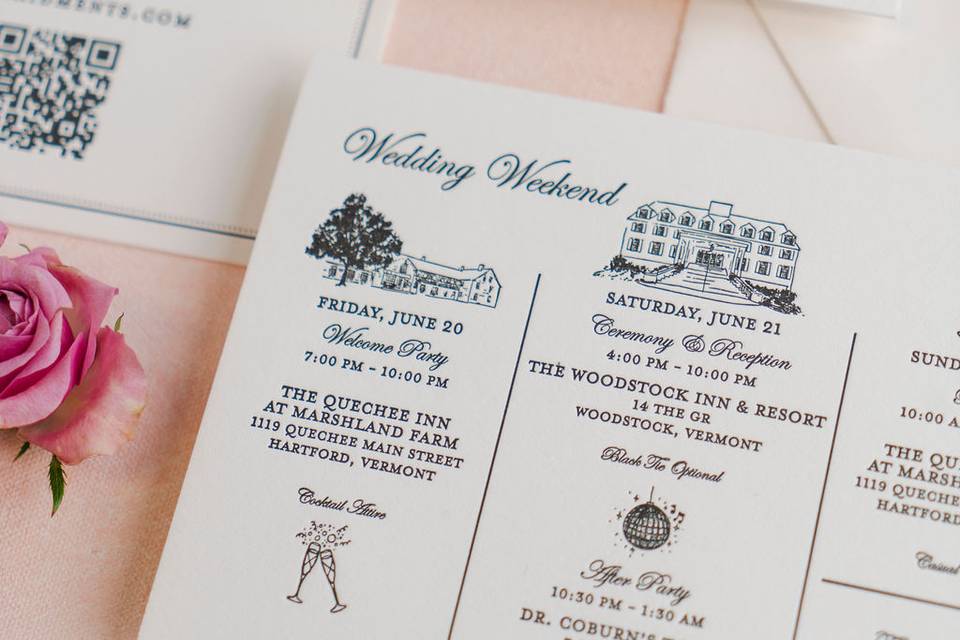 Vermont wedding invitation