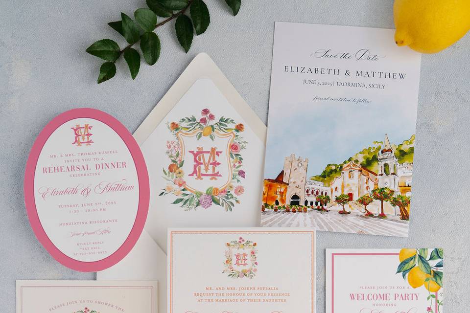 Italy wedding invitation