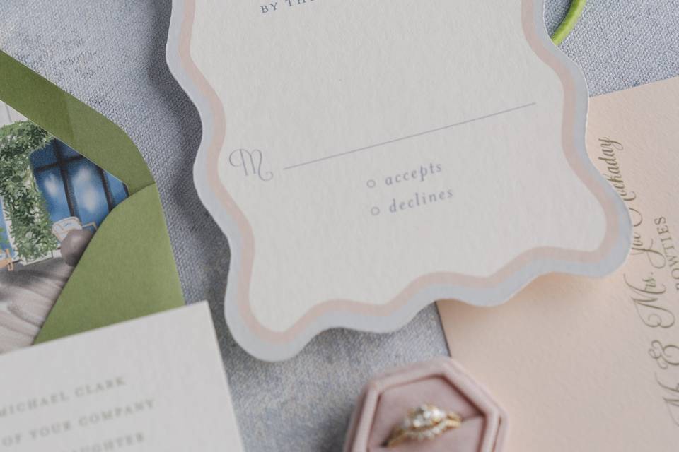 Dewberry wedding invitation