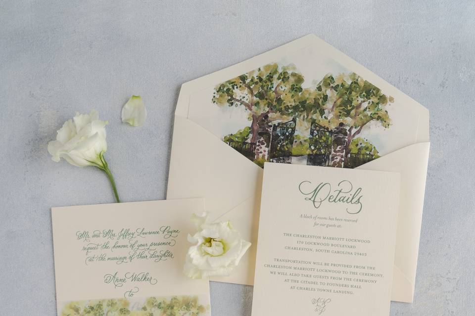 Timeless engraved invitation