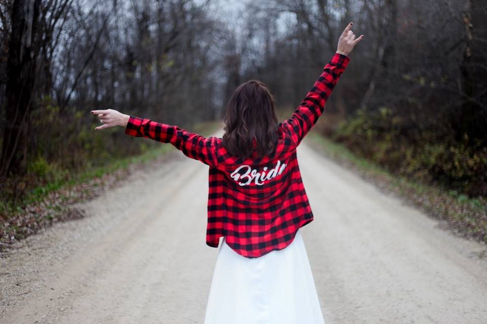 Dressed in white and plaid