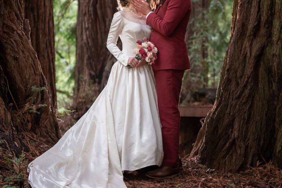 Bride in redwoods